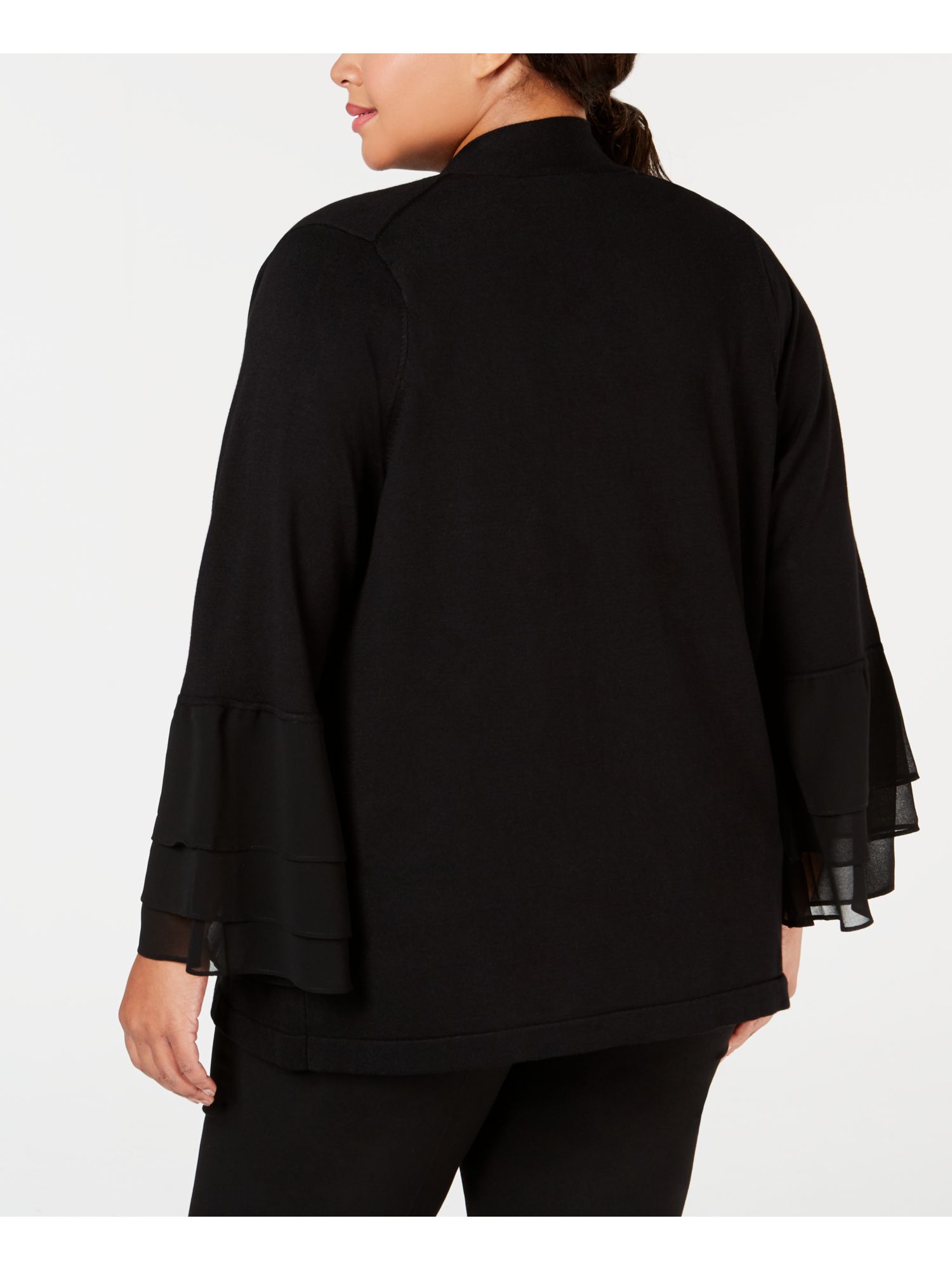 CALVIN KLEIN 69 Womens New Black Mixed Media Chiffon Cardigan Sweater