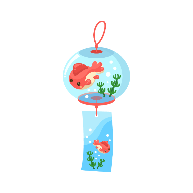 無料イラスト 風鈴（花火） 夏に涼しげな風鈴（ふうりん）のイラスト素材 | 商用可能な無料(フリー)のイラスト素材ならストックマテリアル