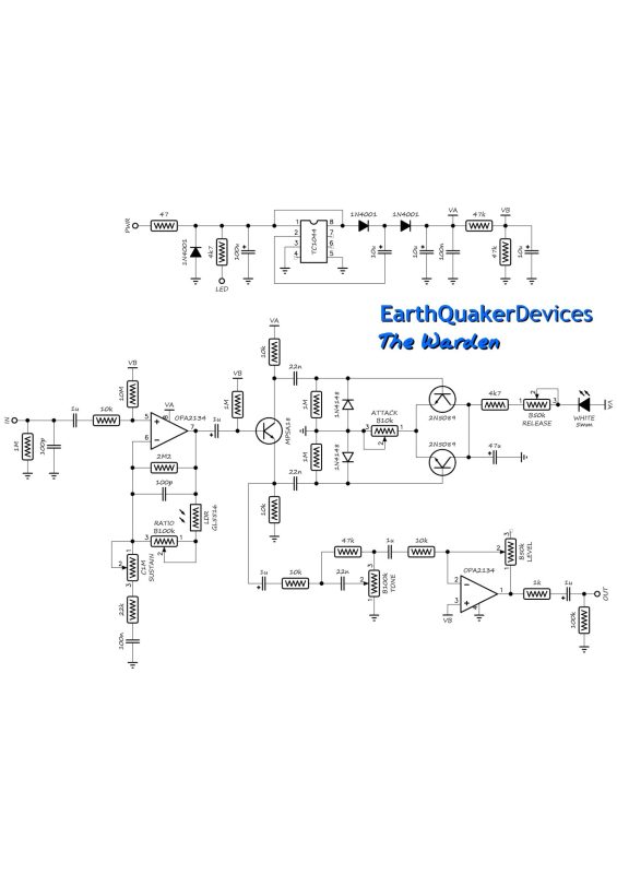 EQD The Warden compressor project by implex - Stomp Box Schematics