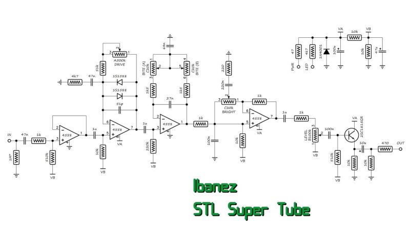 Ibanez STL Super Tube project by implex - Stomp Box Schematics