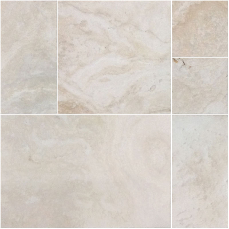Cascade Filled, Brushed & Chiseled Edge Travertine French Pattern Stonelluxe