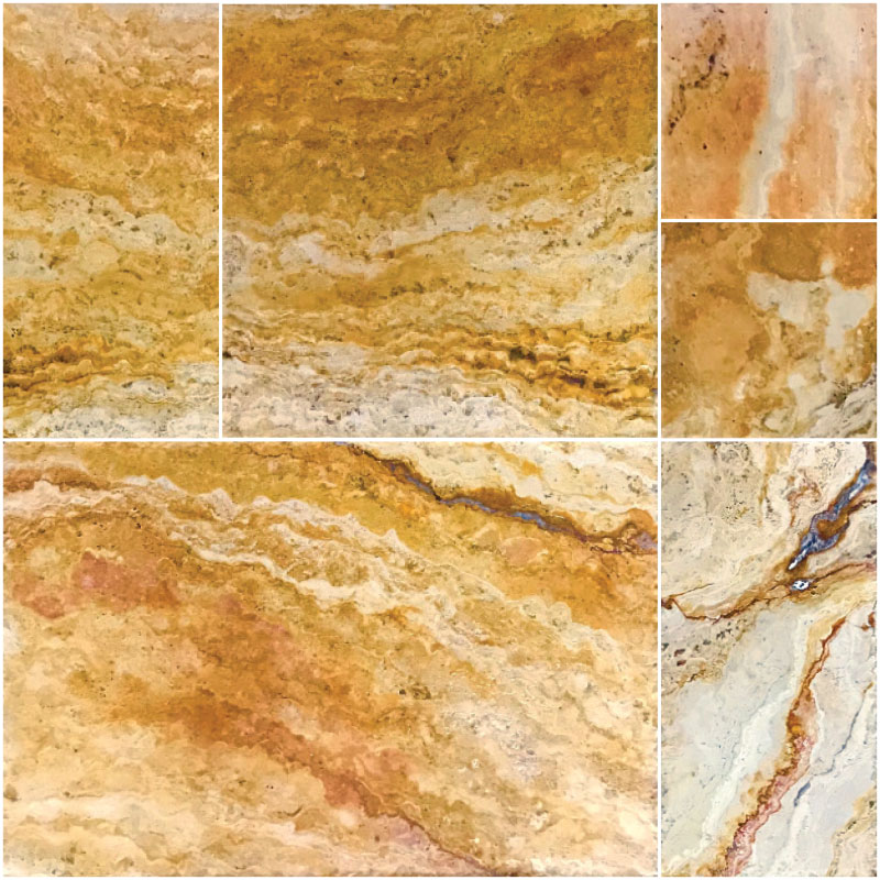 Gold Brushed & Chiseled Edge Travertine French Pattern Stonelluxe