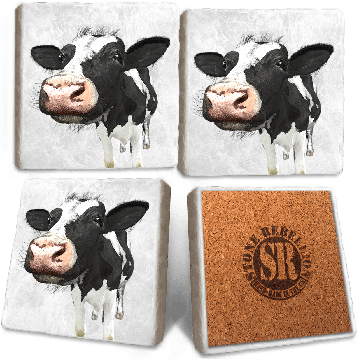 Dairy Cow Marble Coaster Set