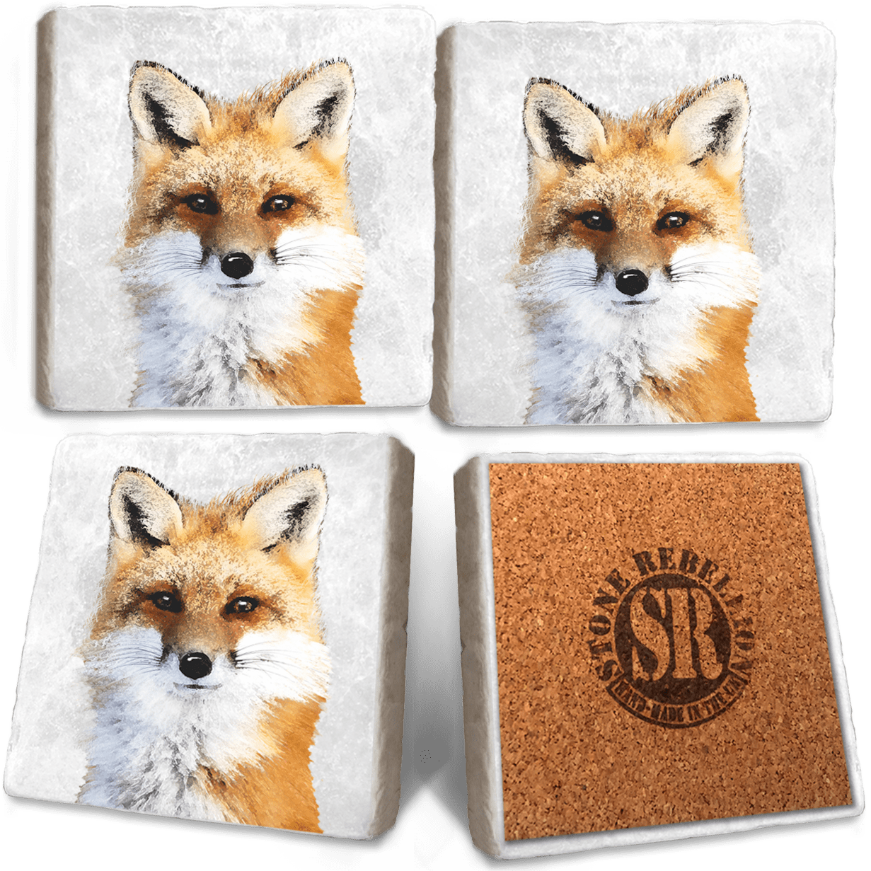 Fox Marble Coaster Set