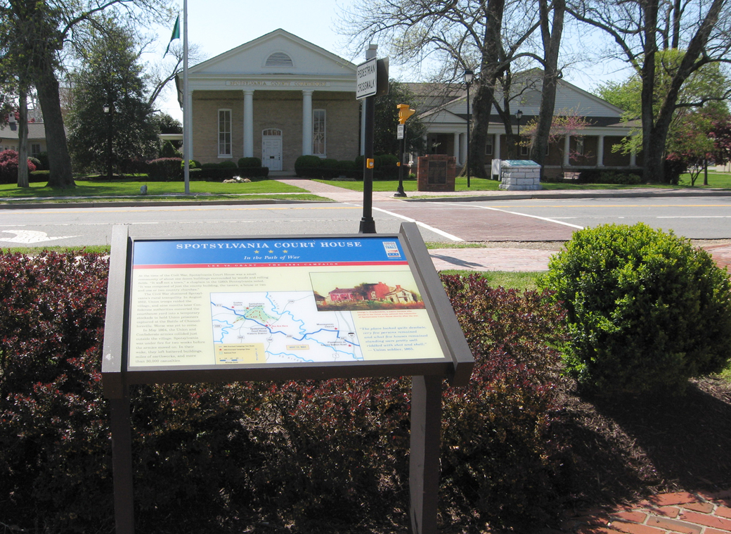 In the Path of War wayside marker at Spotsylvania Court House