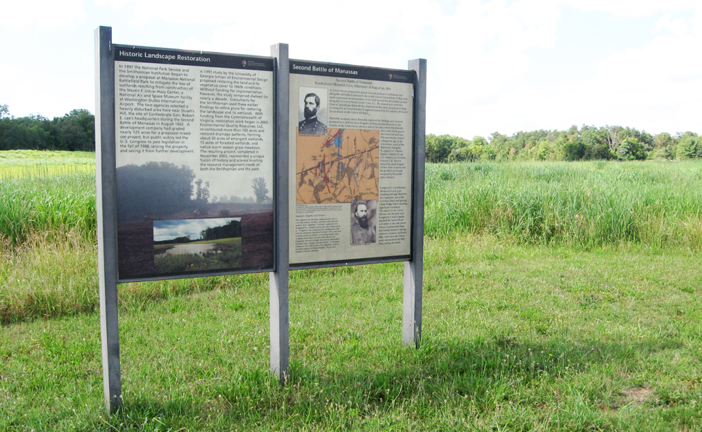 Brownsville Picnic Area Orientation marker on the Manassas battlefield