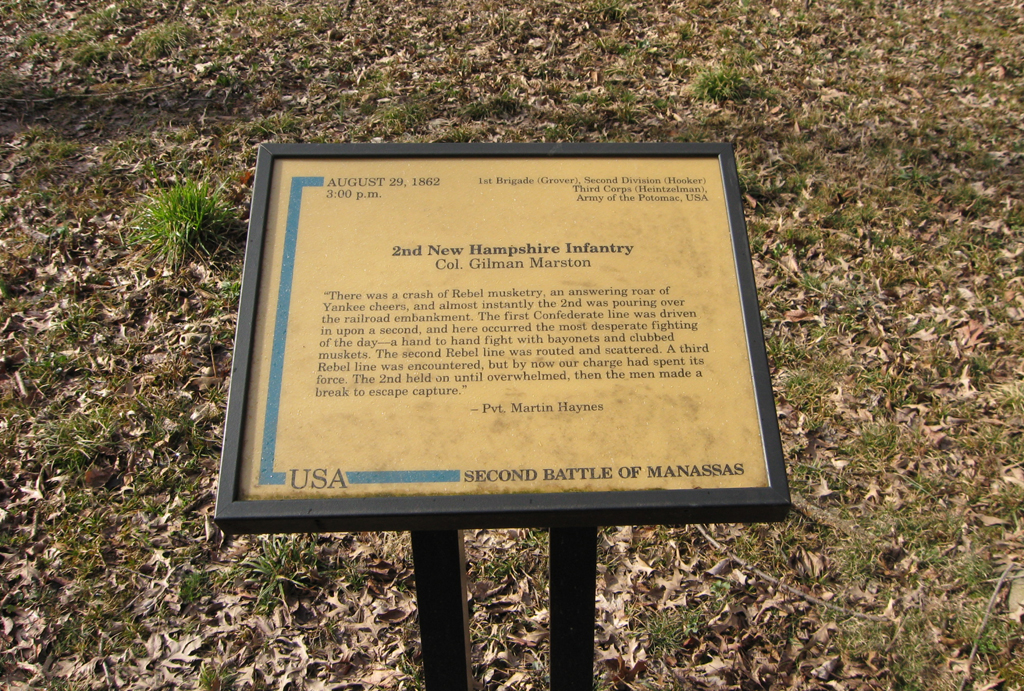 Trailside marker for the 2nd New Hampshire Infantry at Manassas