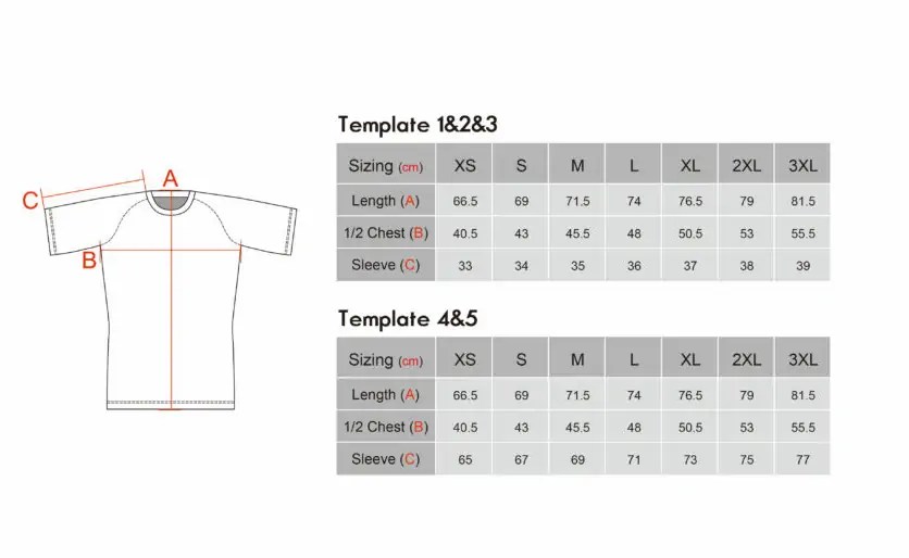 Rash Guard size Chart Stone Sports Wear