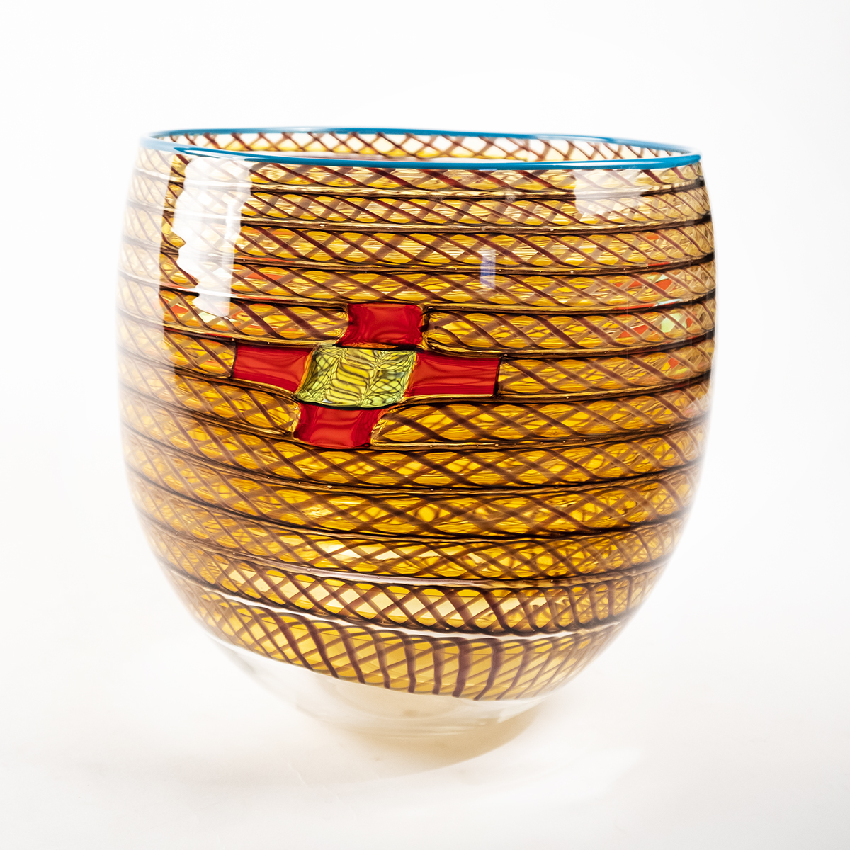 Red Star Woven Glass Basket Stonington Gallery