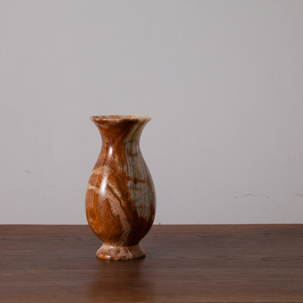 stoop Flower Vase in Marble and Brown