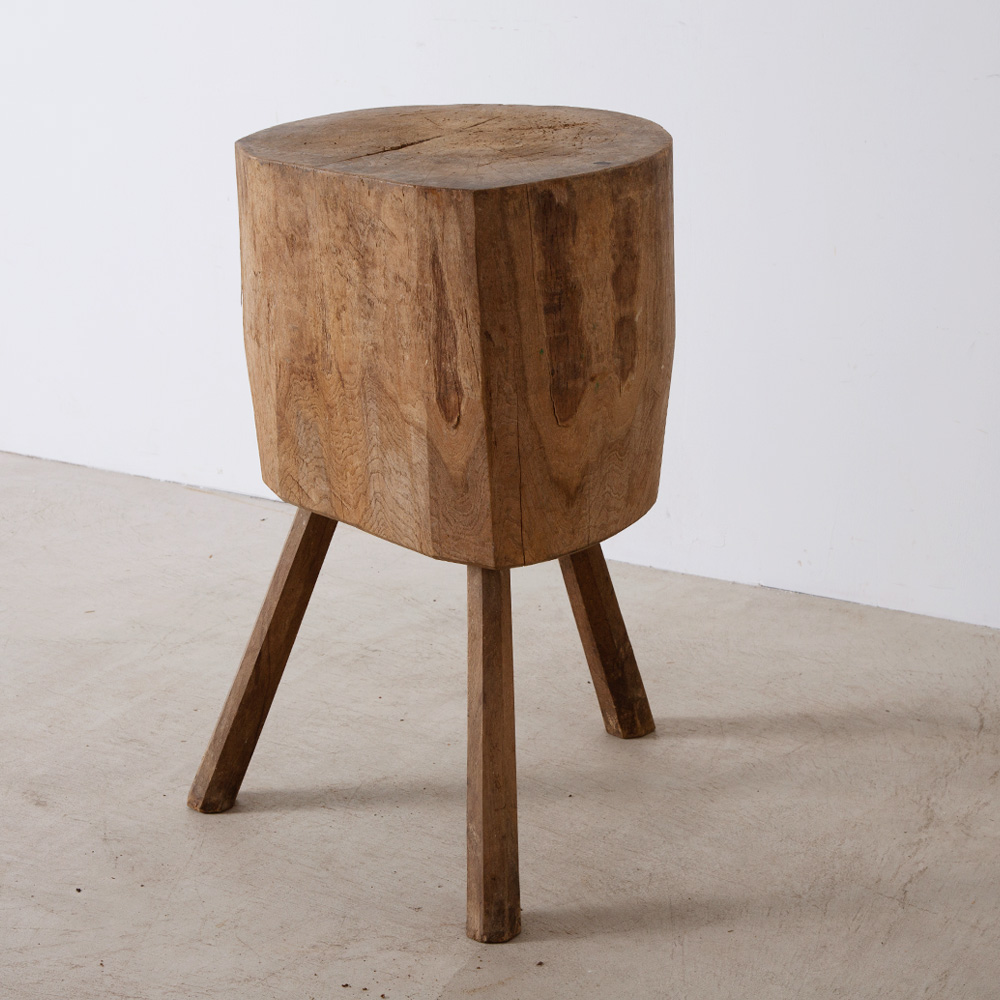 stoop Primitive Tripod Side Table in Wood