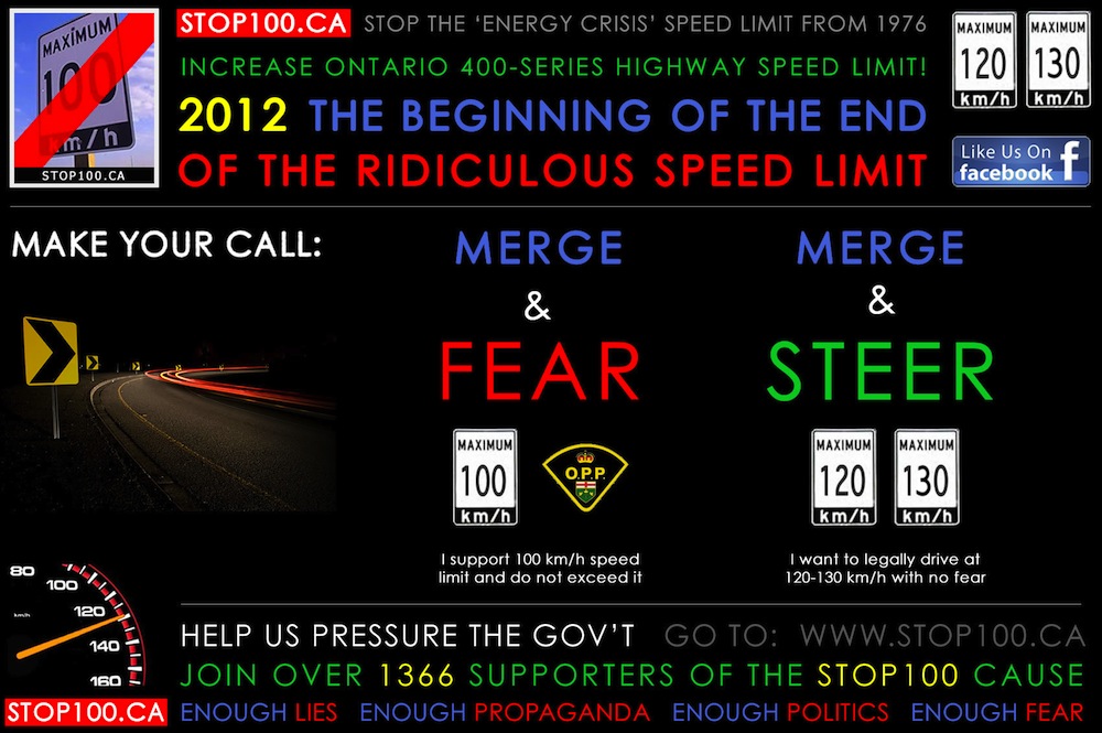 Increase Ontario 400series Highway Speed Limit