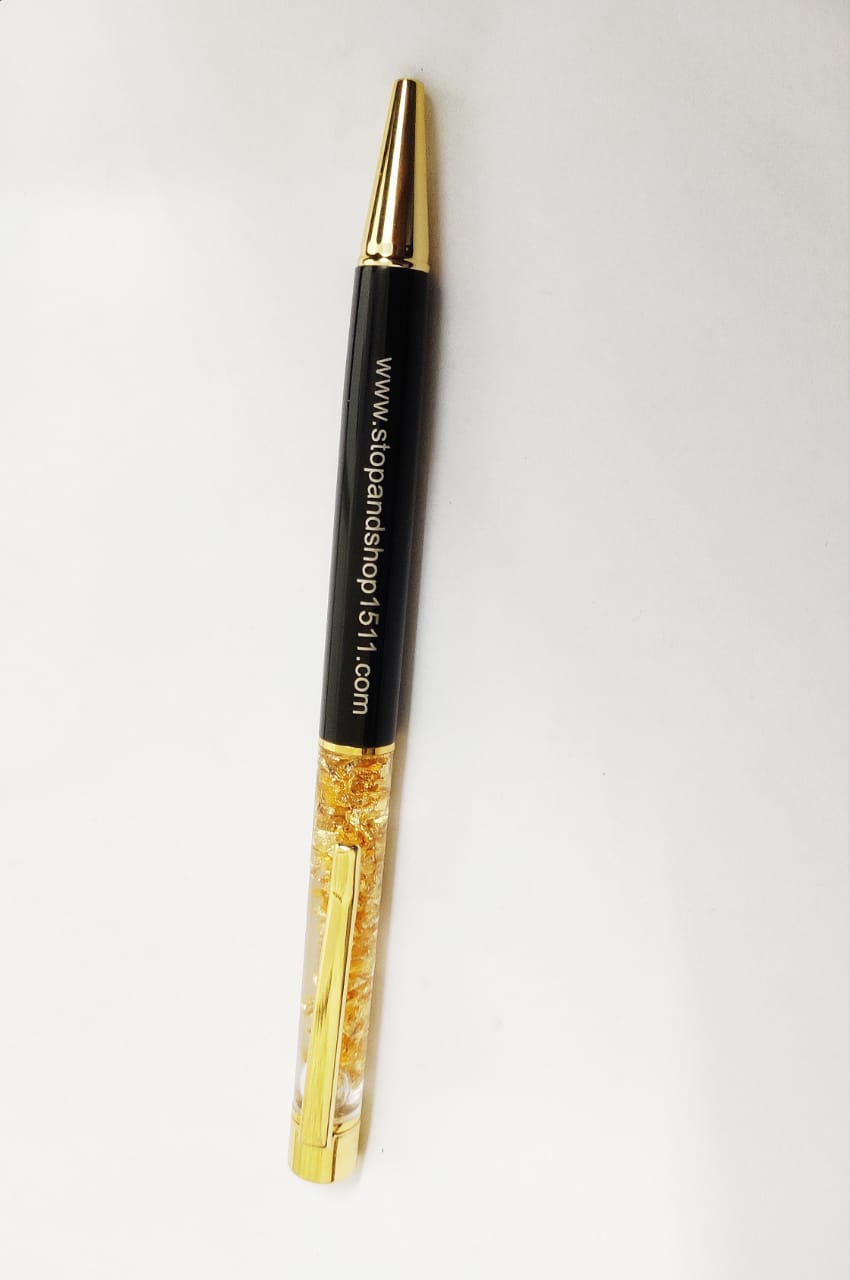 Customized Gold Flake Ball Pen With Name Engraving