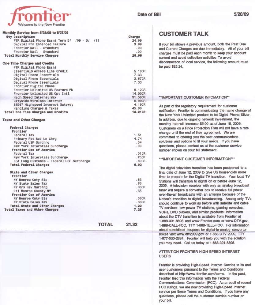 Stop the Cap! » On the Frontier Dealing With A Confused Phone Company
