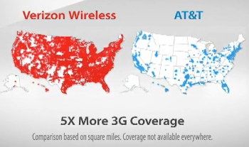 coverage down 3 3G Verizon T Cell Follies: AT&T Phone Map, Over Sues