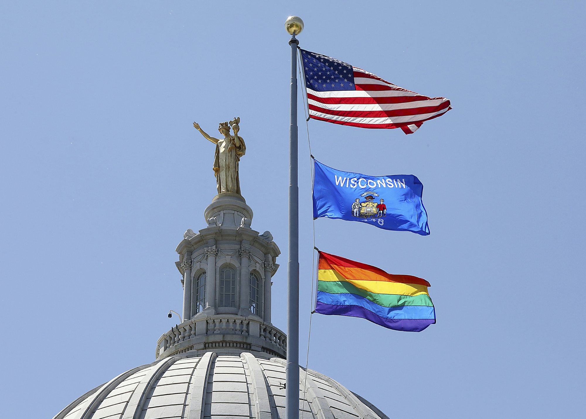 Wisconsin Pride Events 2024 Flipboard Capitol flag flap in Wisconsin over gay pride rainbow