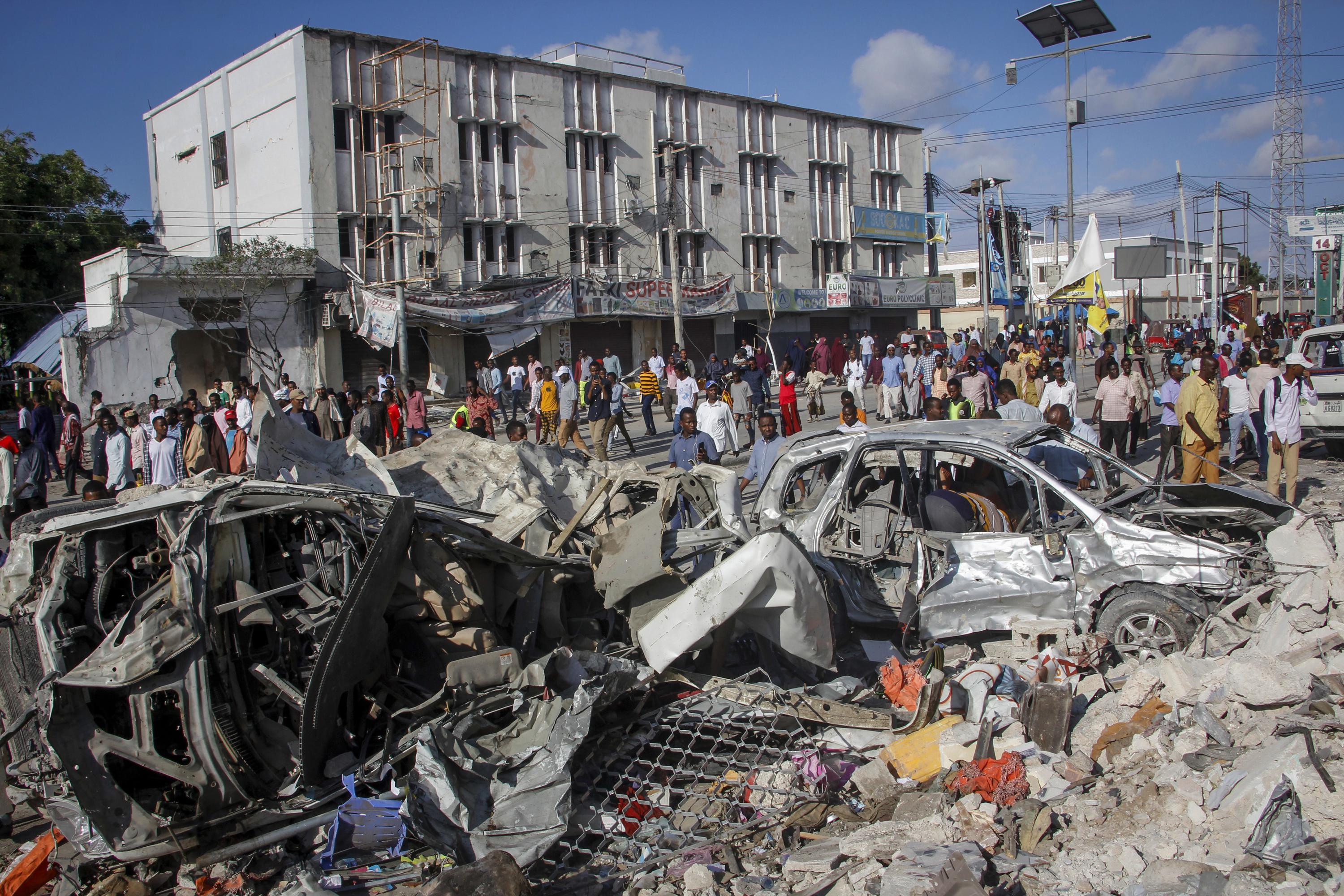 Somalia car bombings kill at least 100, president says AP News