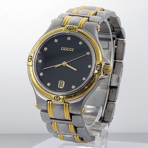Genuine Men's Gucci Diamond Two Tone SS 9040M Watch