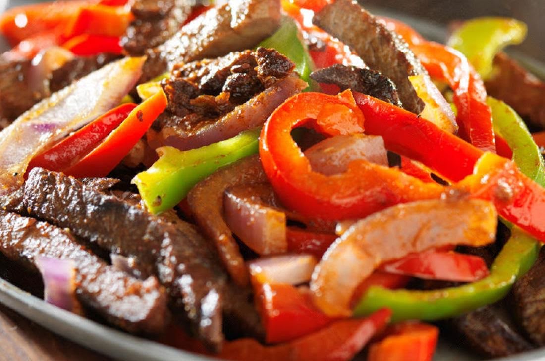 Carne de res con pimientos de 161.2 Kcal Receta fácil en la app Avena