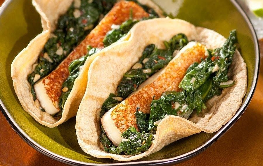 Tacos de bistec con panela y espinaca de 230 Kcal Receta fácil en la