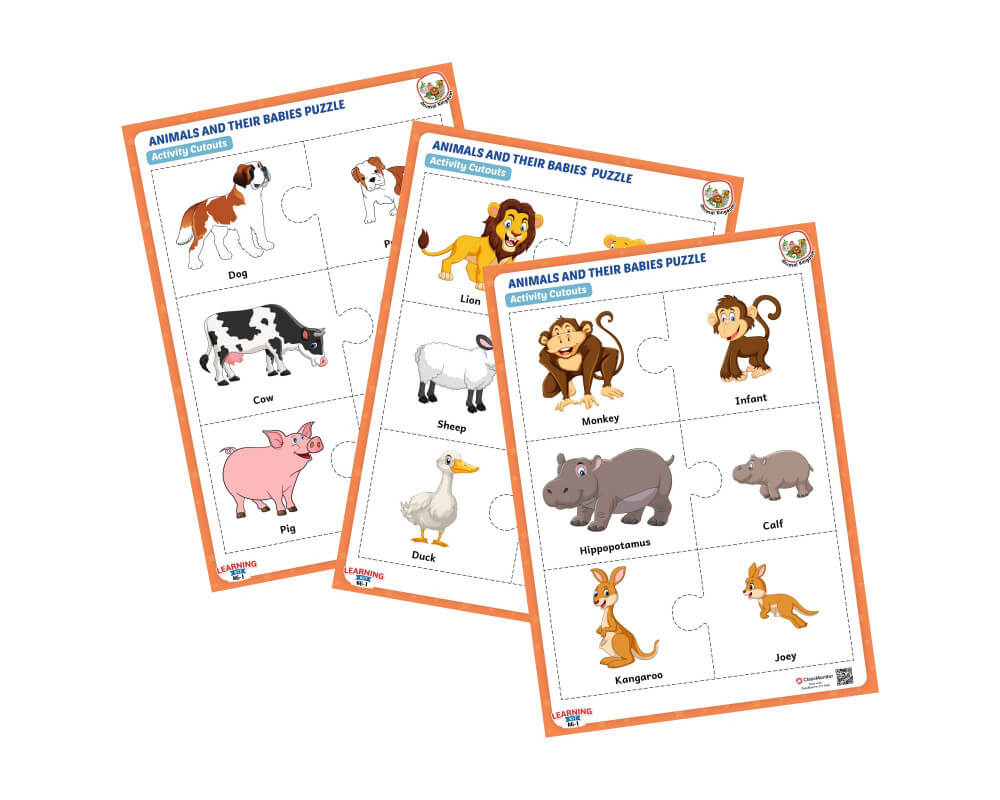 Animals, Birds & Insects Activity Animals And Their Babies Puzzle