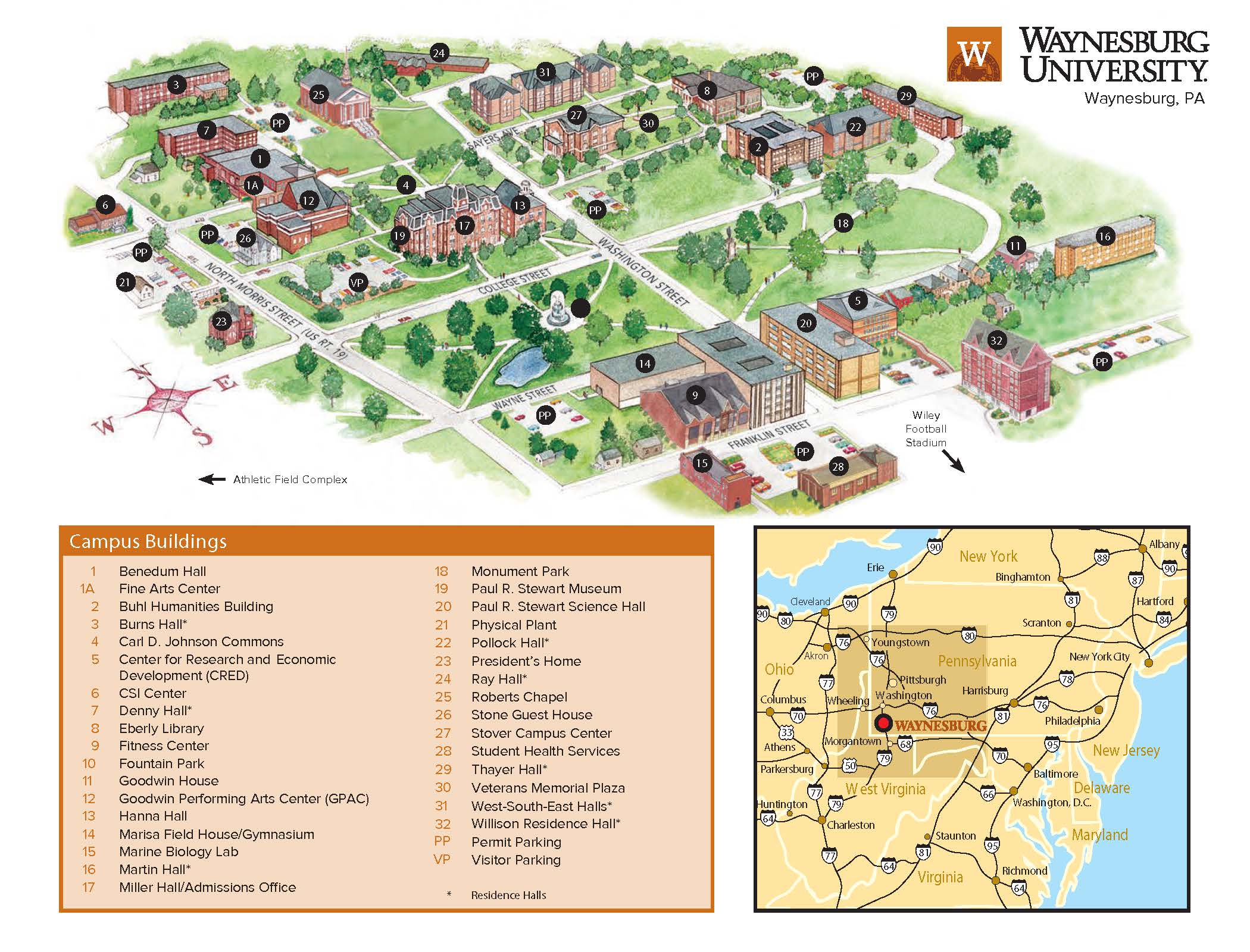 Waynesburg University Campus Map Waynesburg University Clio