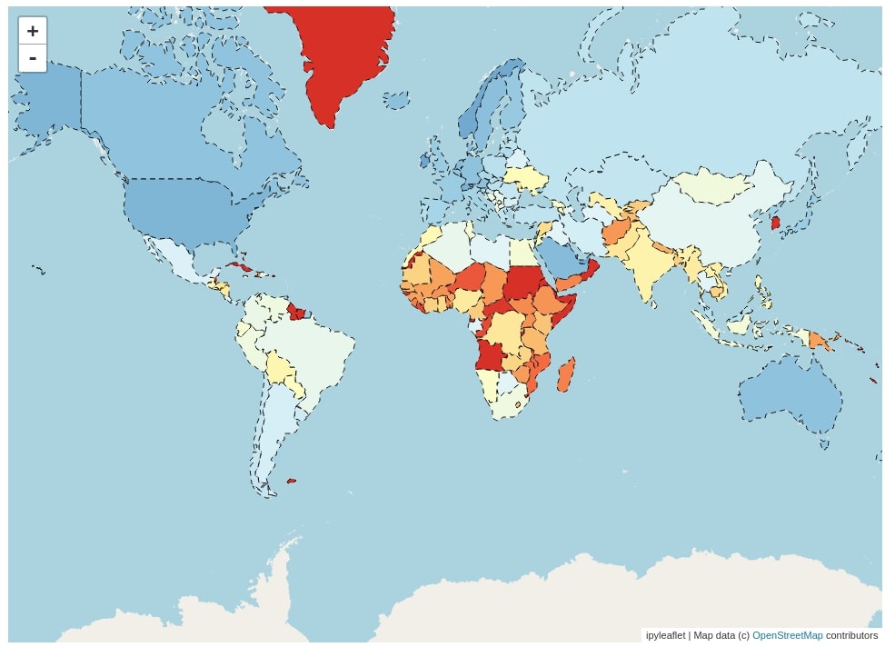 Choropleth Map Of World Choropleth Maps using ipyleaflet [Python]