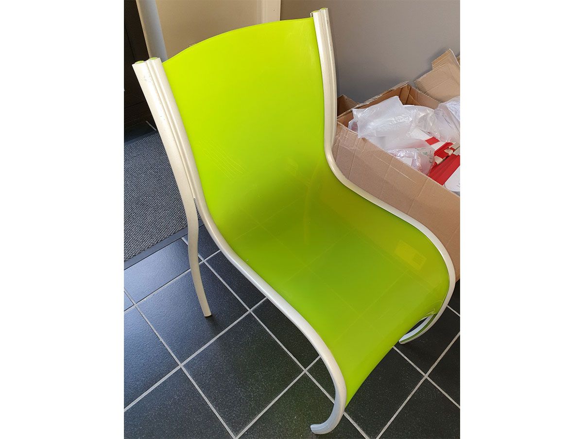 Set of 6 stackable chairs FPE plastic material (green), Kartell Deesup