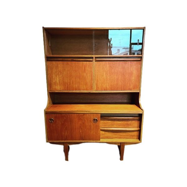 Credenza vintage in legno di teak e vetro (anni '50), Deesup