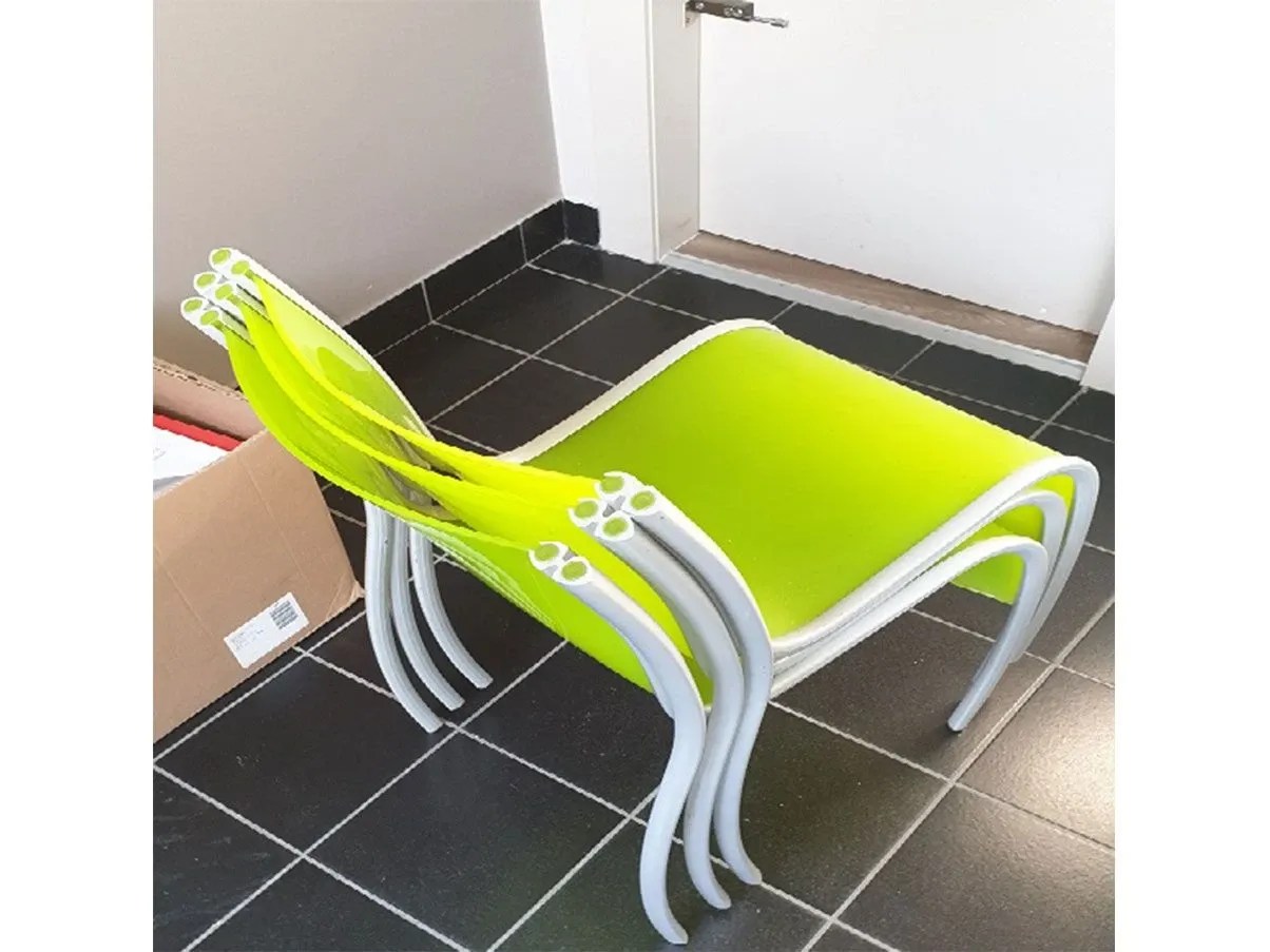 Set of 6 stackable chairs FPE plastic material (green), Kartell Deesup