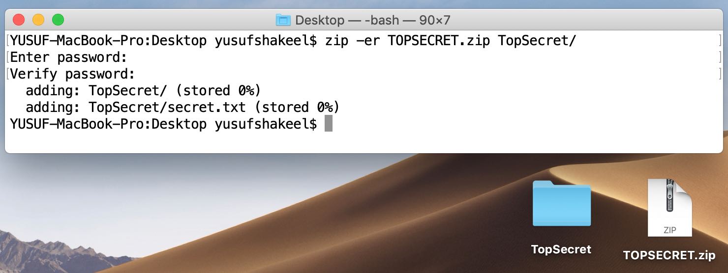 How to create password protected and encrypted zip file using the