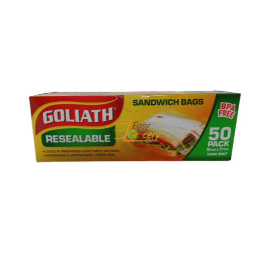 Goliath Resealable Sandwich Bags 18cm*17cm 50 pack EasyGrocery