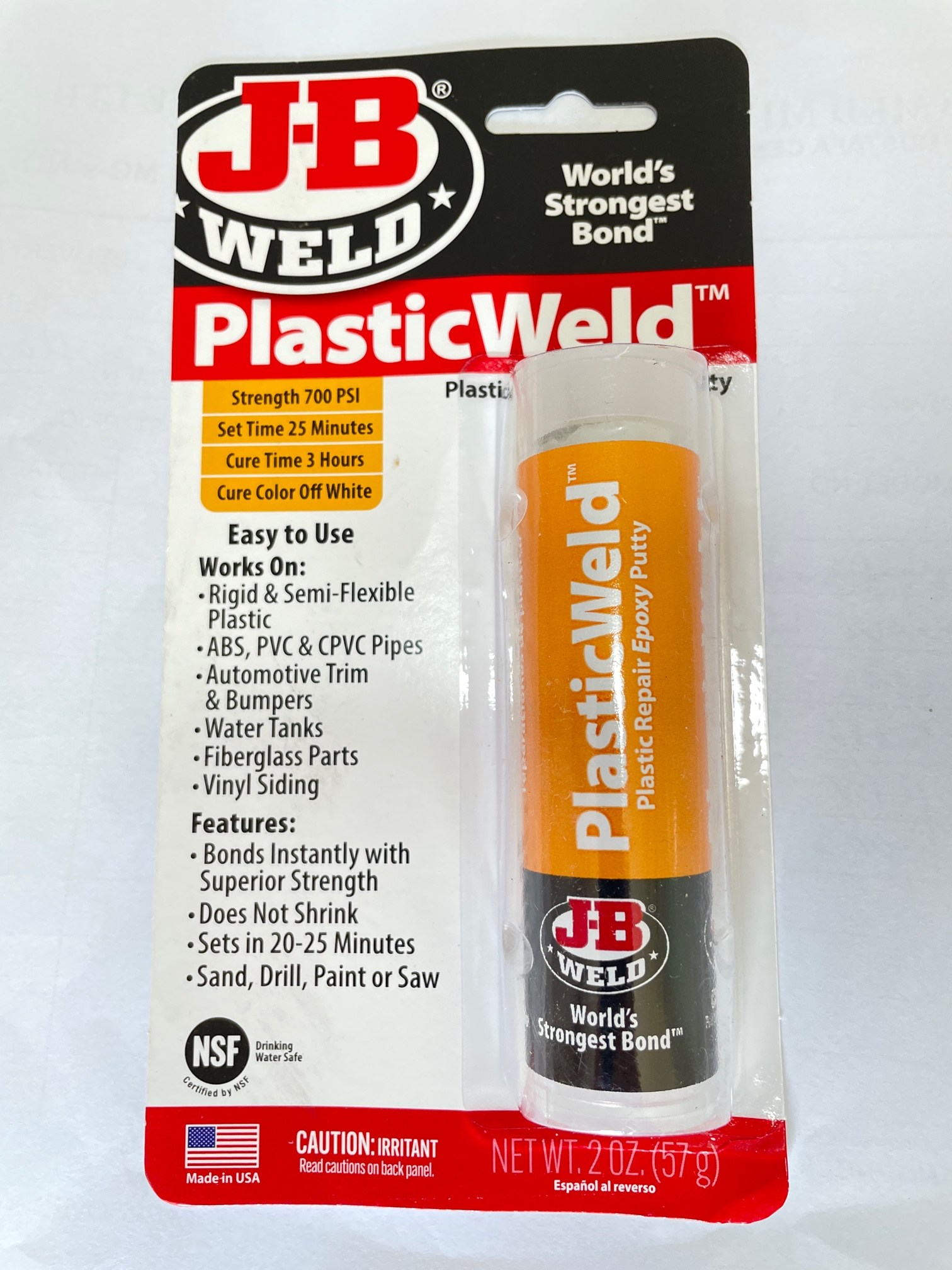 JB 8237 Plstic Weld Putty Stick 02 Oz Eezee