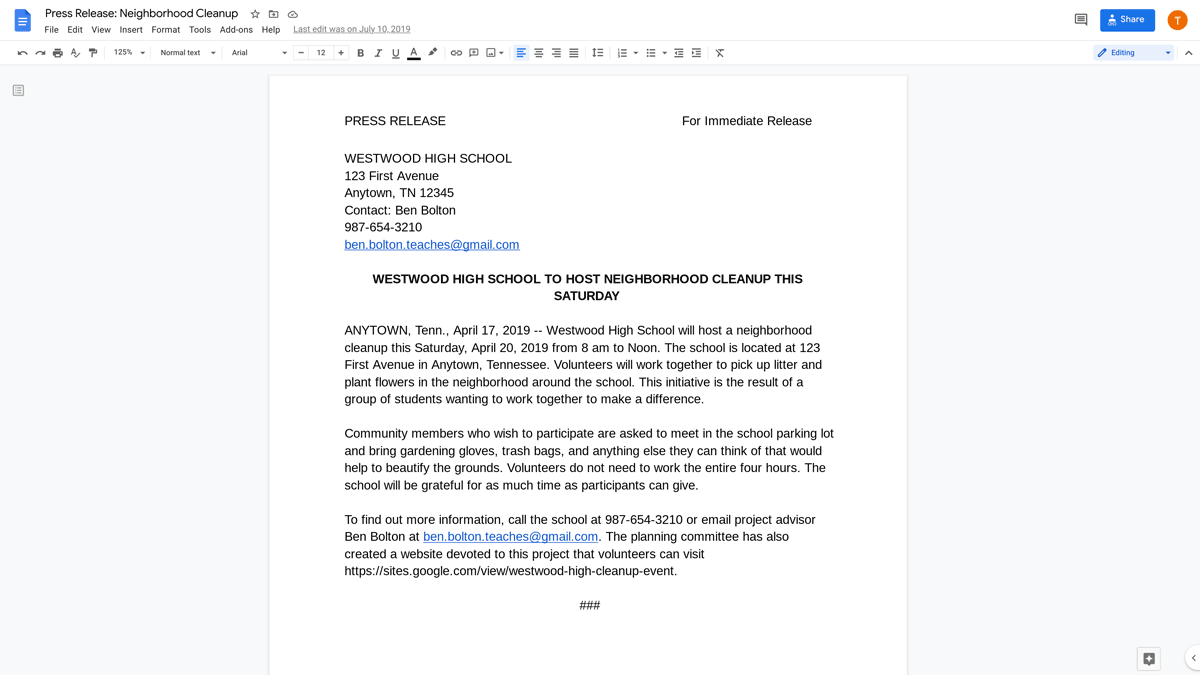 Write a Press Release Applied Digital Skills