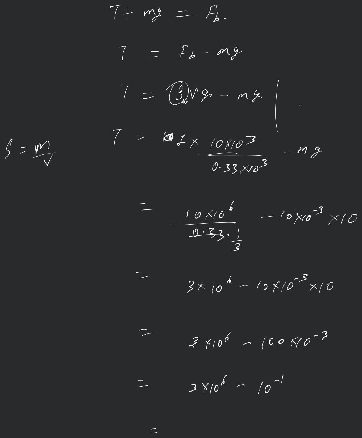 A piece of cork (density =0.33 g/cm3 ) with a mass of 10 g is held in pla..