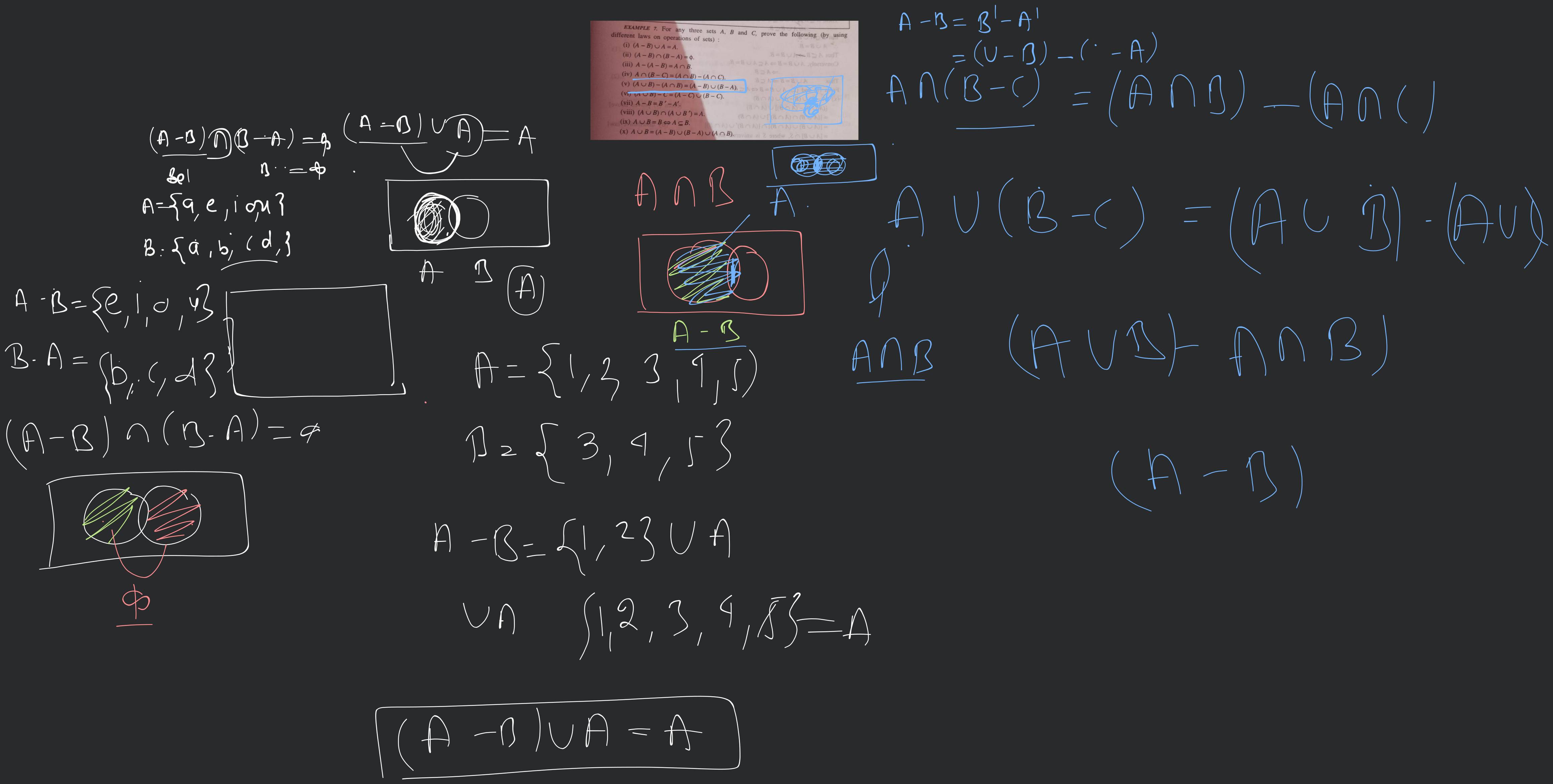 EXAMPLE 7. For any three sets A,B and C, prove the following (by using di..