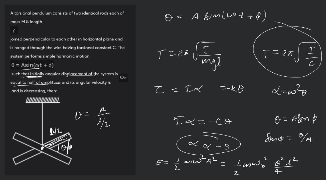 A torsional pendulum consists of two identical rods each of mass M& lengt..