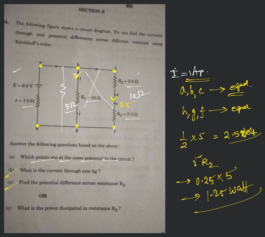 4. The following figure shows a circuit diagram. We can find the currents..