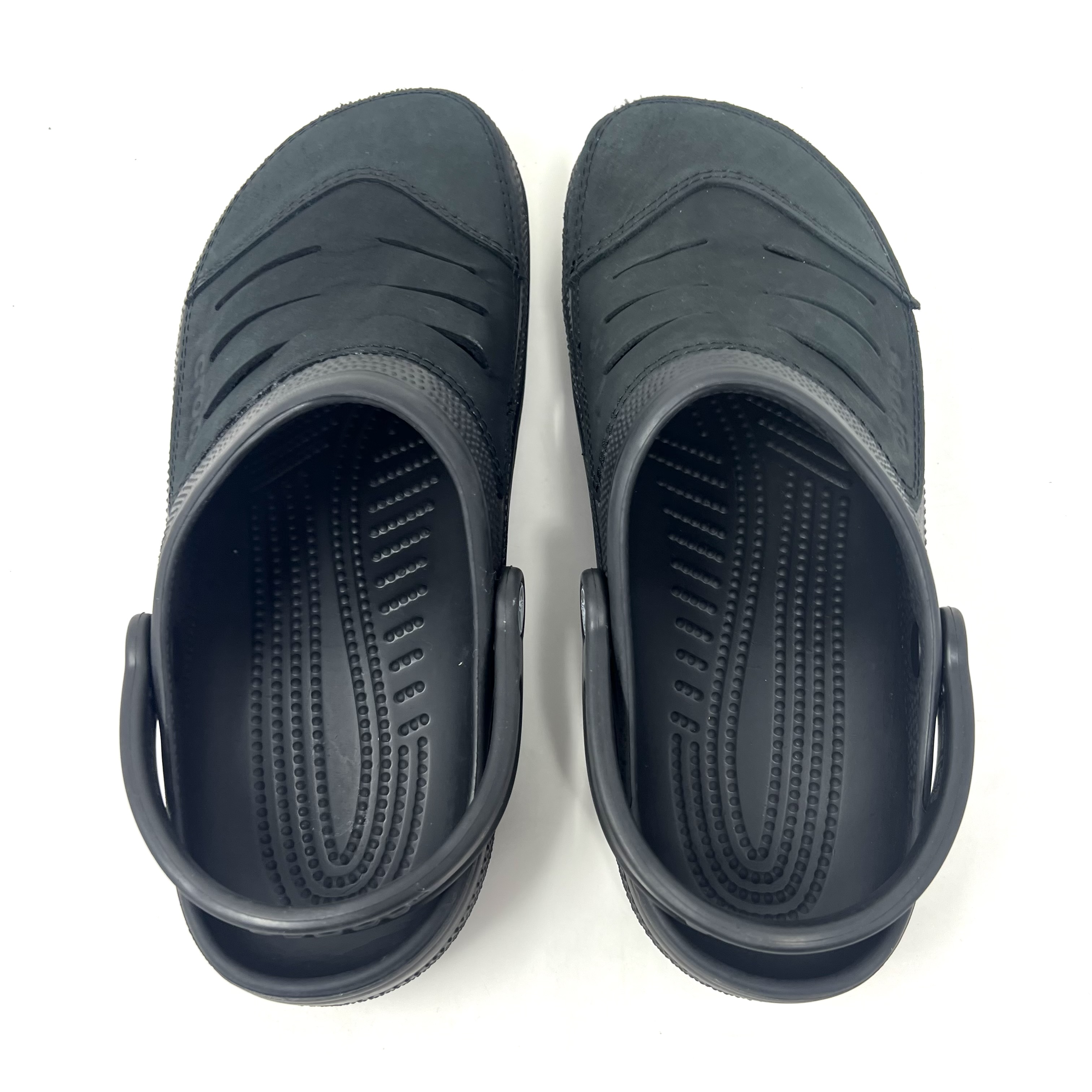 Crocs Men’s Bogota Clog Slip On Comfort Shoe Sz 10 Black Leather Mule