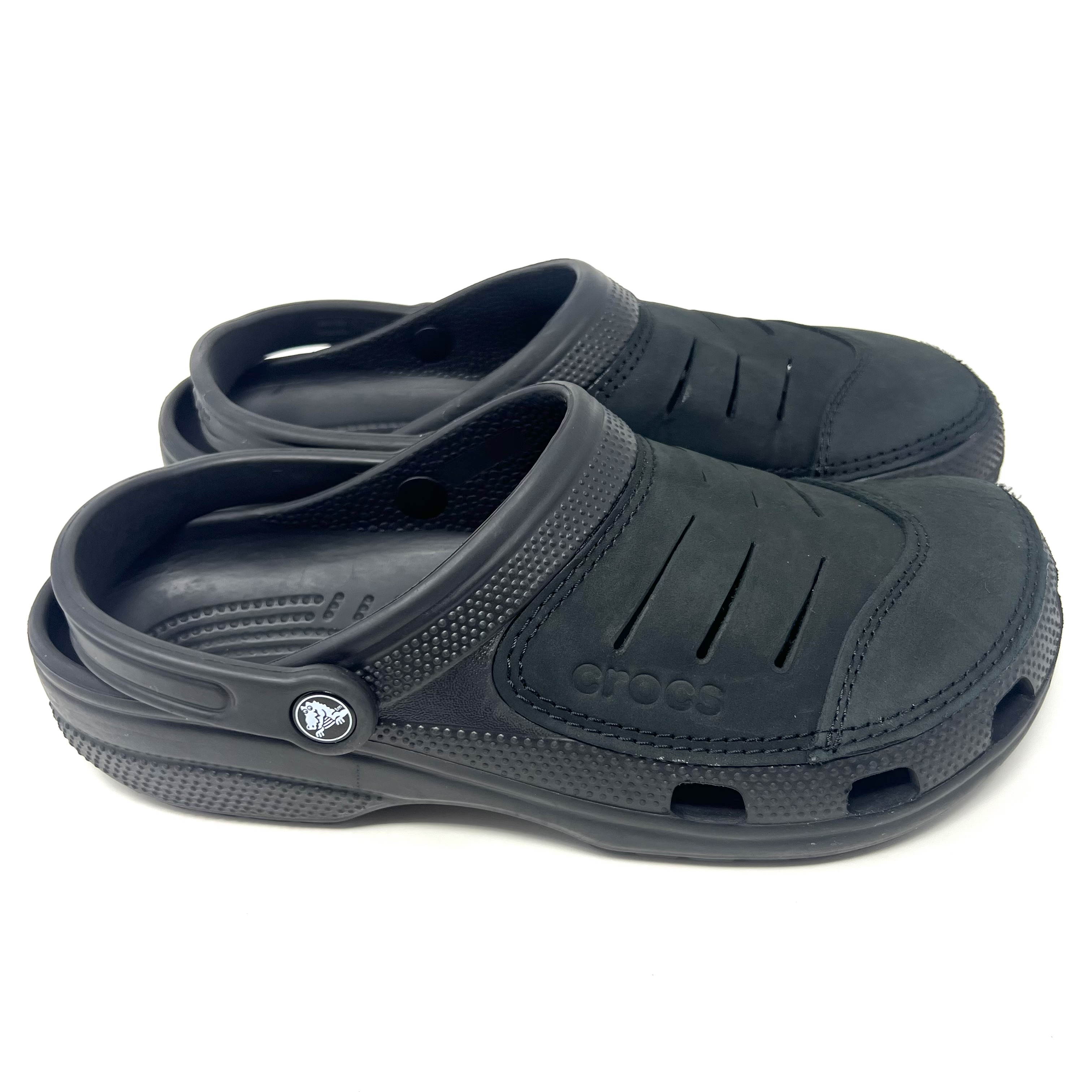 Crocs Men’s Bogota Clog Slip On Comfort Shoe Sz 10 Black Leather Mule