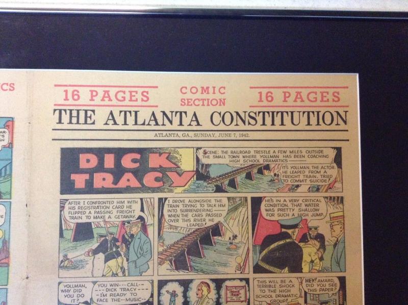 Dick Tracy Orig. Newspaper Comic Strip 1942 Atlanta Journal Framed