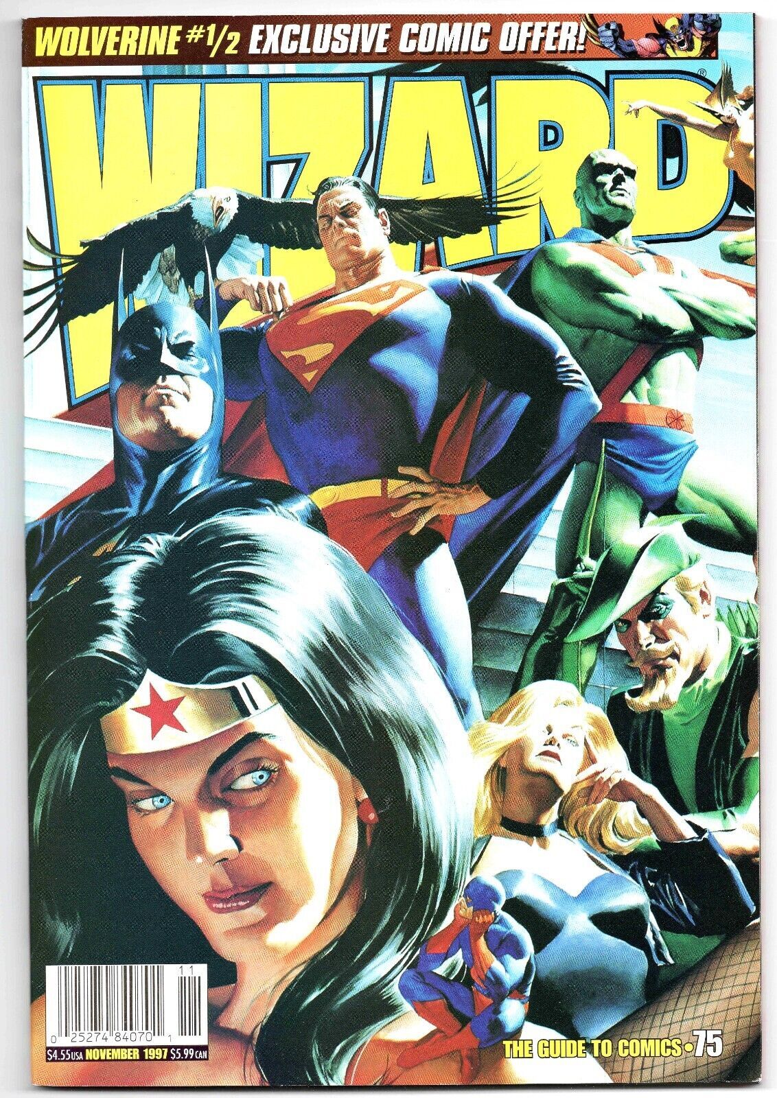 Wizard Magazine 75 VINTAGE 1997 Alex Ross Justice League Comic Books Modern Age, Justice