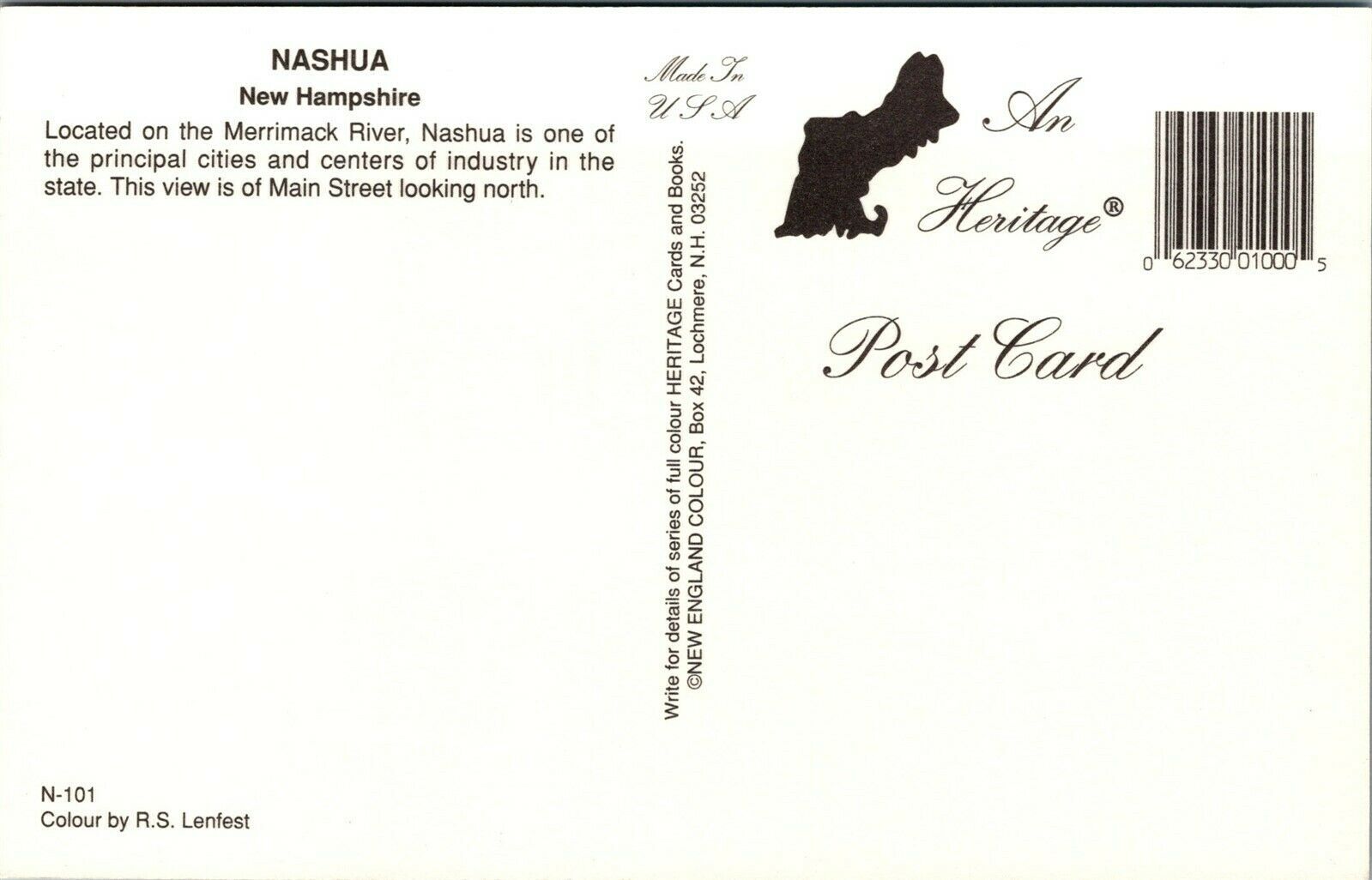 Vtg Nashua New Hampshire NH Main Street View Looking North Postcard