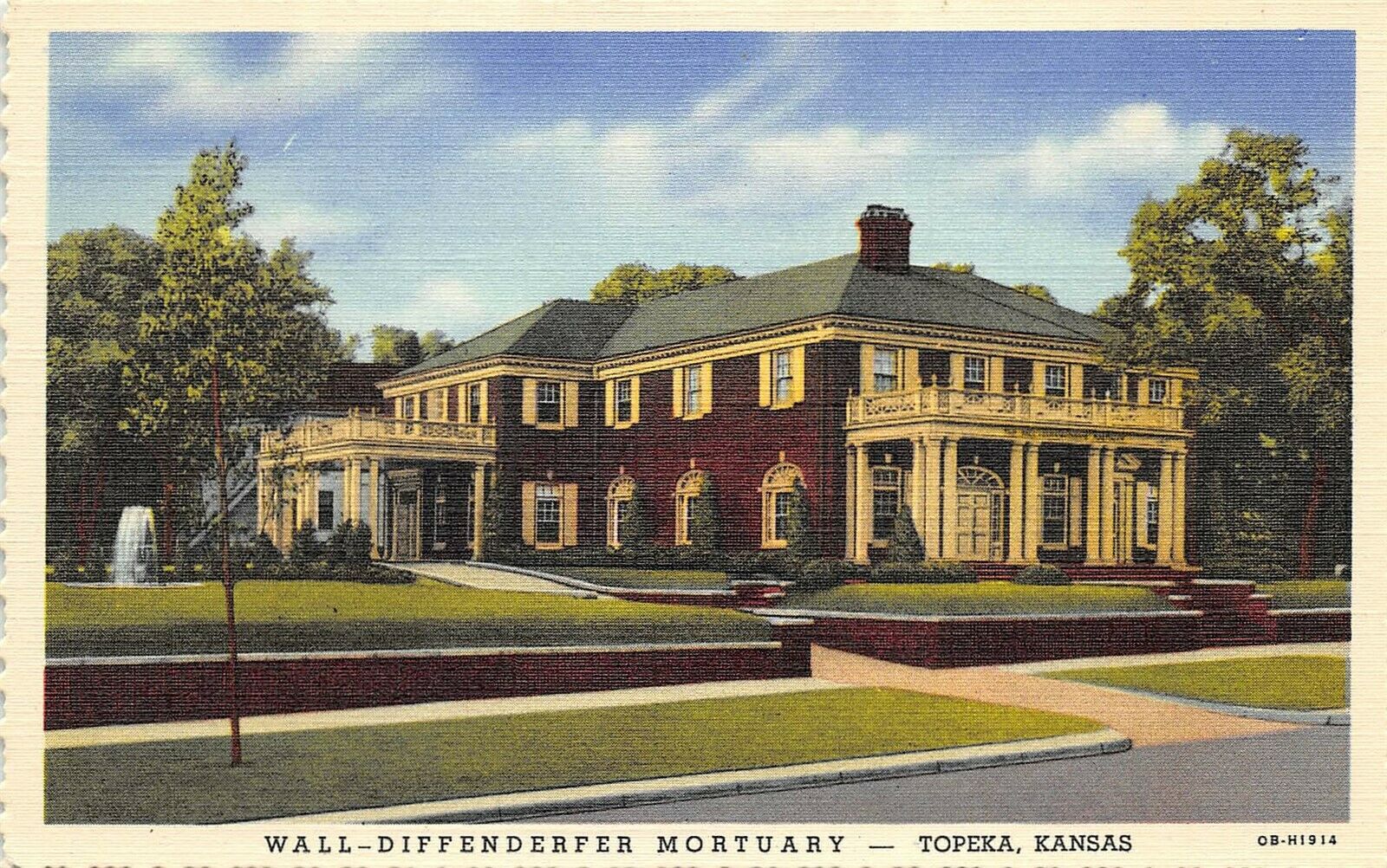Topeka Kansas 1940s Postcard Wall Diffenderfer Mortuary United States