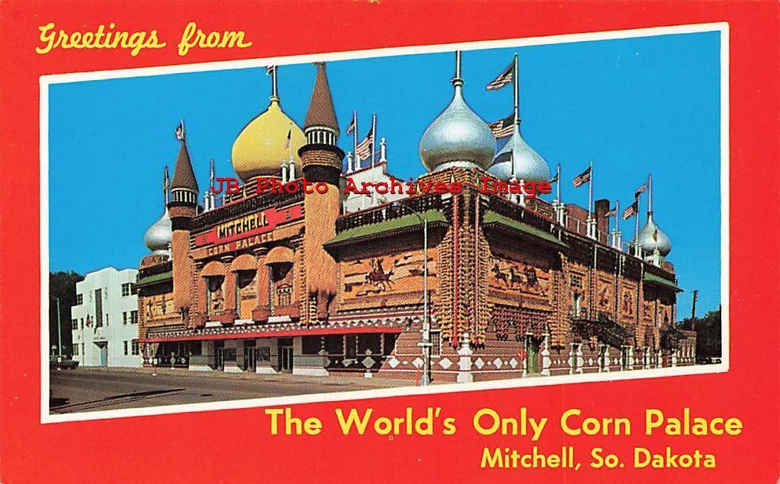 4 Postcards, Mitchell, South Dakota, Corn Palace Scenes United States