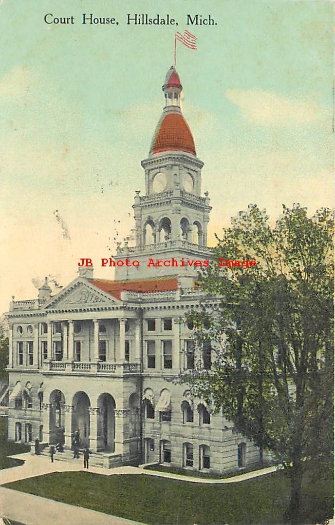 5 Postcards, Hillsdale, Michigan, Court House Views United States