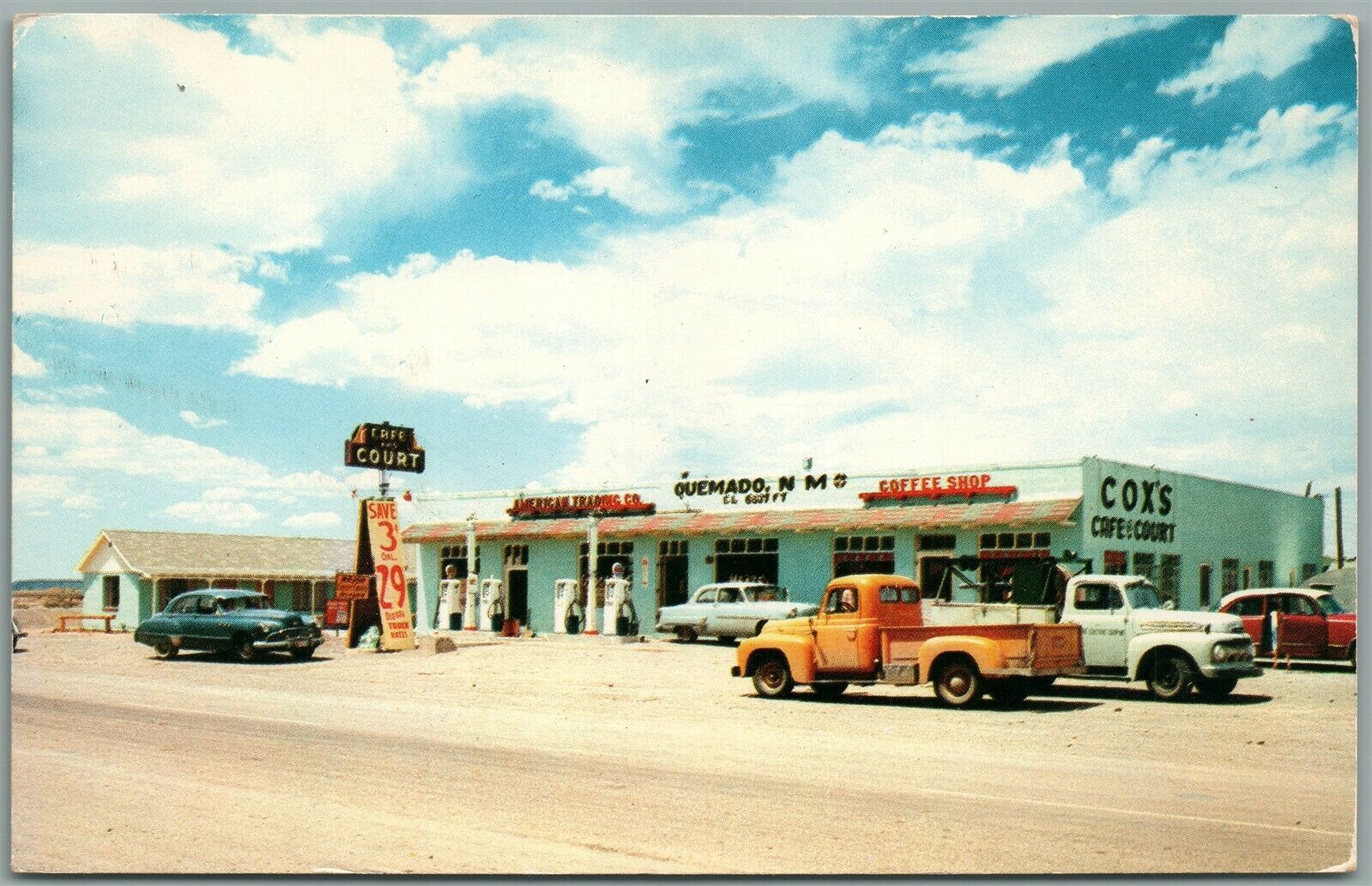 Quemado NM GAS Station Cox's American Trading CO. Vintage Postcard