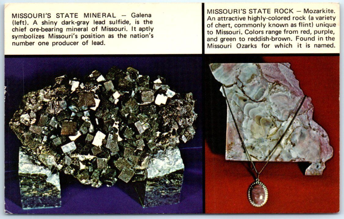 Postcard Missouri's State Mineral and Rock United States Missouri