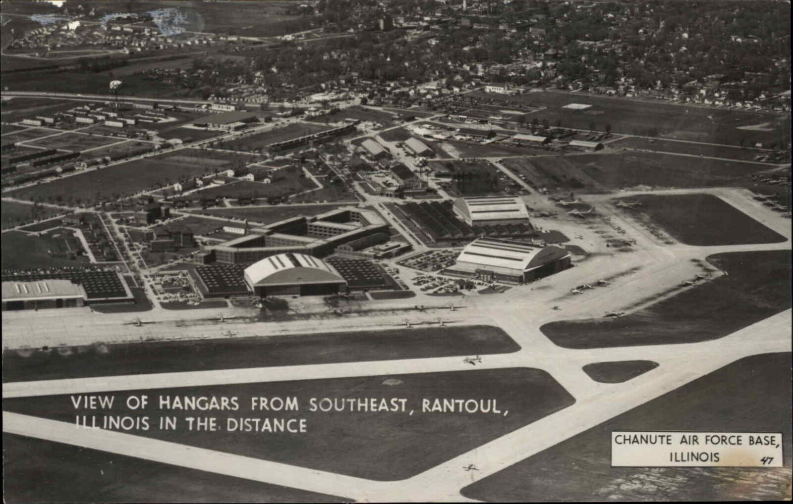 Chanute Air Force Base Rantoul IL Aerial View Real Photo Postcard 1
