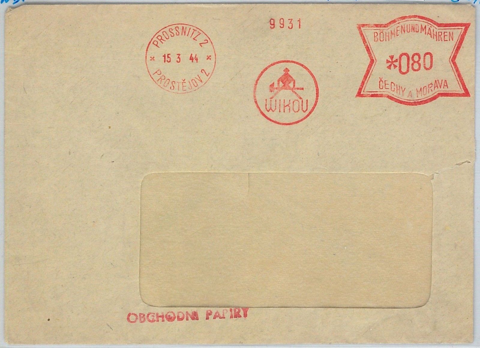 61507 Bohemia Moravia Postal History Mechanical Postmark on Cover